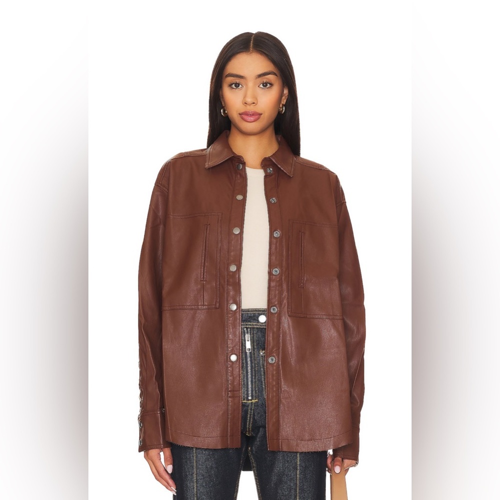 Free People Faux Leather Shacket